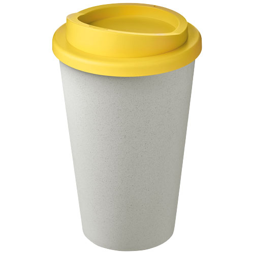 Gobelet publicitaire recyclé 350ml Americano® Blanc / Jaune